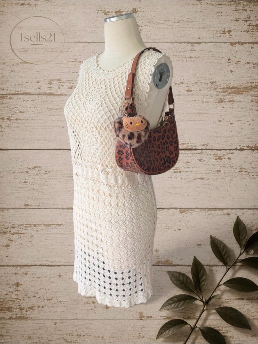 Hello Kitty Leopard Print Shoulder Bag w/ Hello Kitty Plush Charm